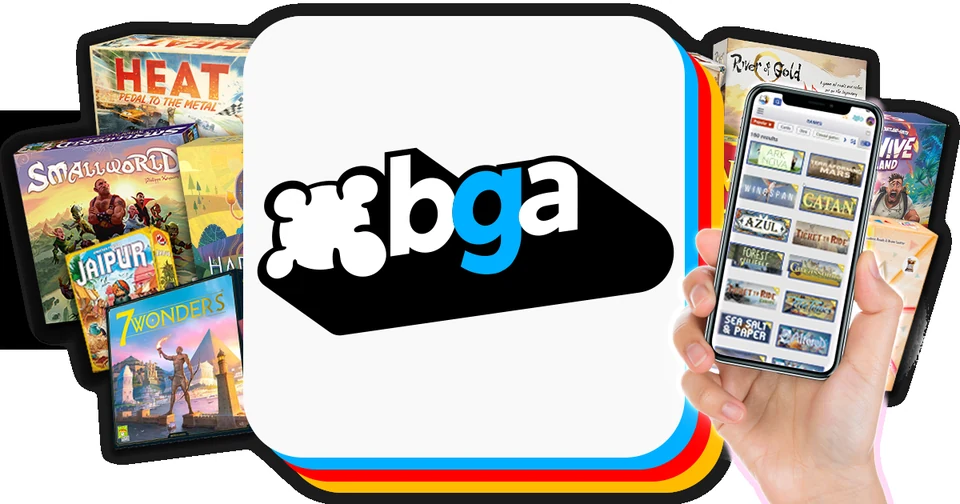 Official Board Game Arena artwork showing its catalogue on different devices